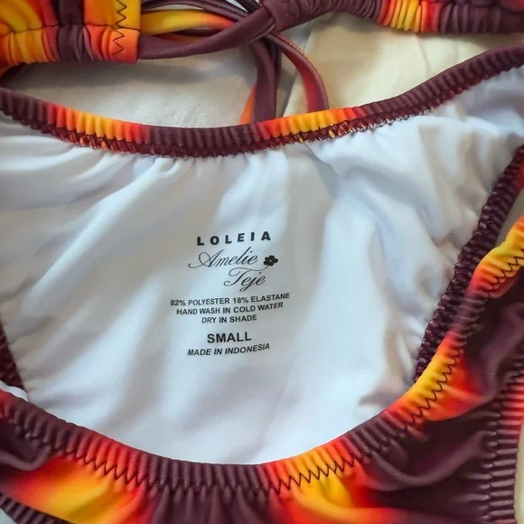 Loleia Swim Playa Blanca Glow Burgundy - Shoulder Top and Scrunchie Bottoms - Picture 8 of 12